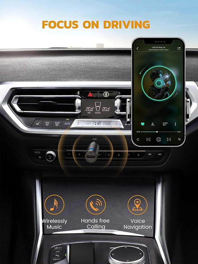 Adaptador Bluetooth para Auto MaedHawk 5.4 con Micrófono y Manos Libres miniatura 2