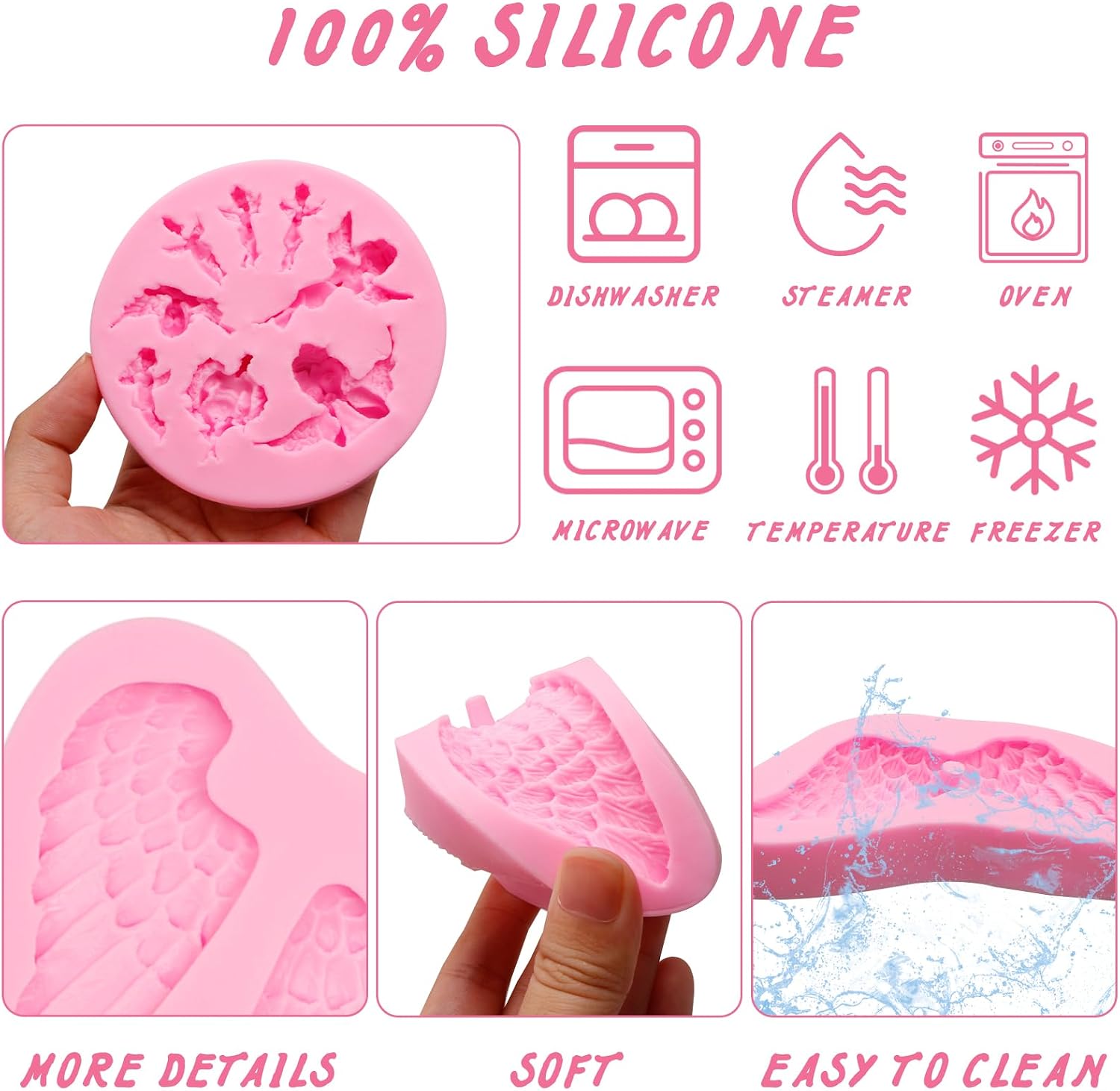 Angel Baby Chocolate Molds Baby Wing Wedding Silicone Mold For Baby Shower Birthday Party Valentine's Day Cake Decoration Making Wings Pendants Epoxy Clay Key Ring