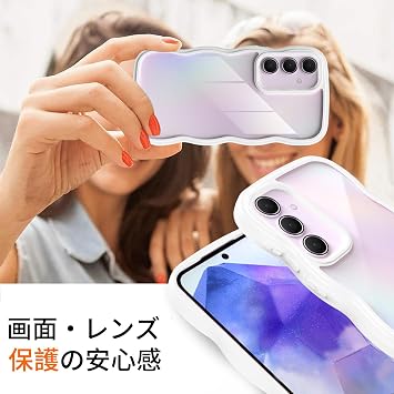 Galaxy A55 5G Case, Clear, Full Protection, Galaxy A55 5G SC-53E / SCG27 Smartphone Case, Popular, Cute, Galaxy A55 5G Cover, Transparent, Shockproof, Anti-Slip, Thin, Lightweight, TPU Lens Protection, Stylish, Fall Prevention, Supports Wireless Charging White