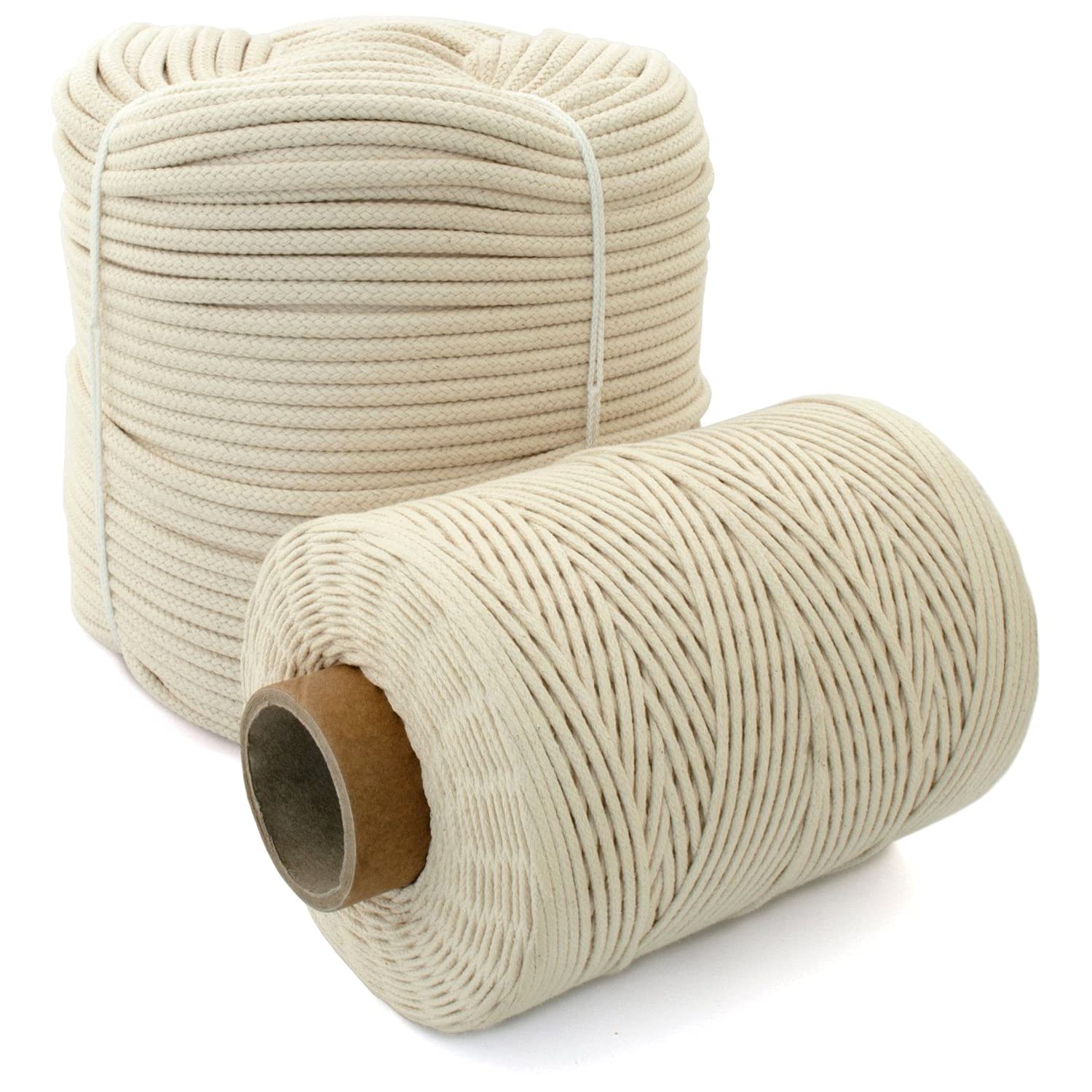 Soladirect Natural Cotton Rope, Woven Cotton Thread - 1 M / 3 Ft Of 8 Mm Thick Soft Macrame Cord For Macrame Plant Hangers, Wall Hangings, Diy Crafts, Macrame Decoration, Decking Rope, Gardening, Bundling