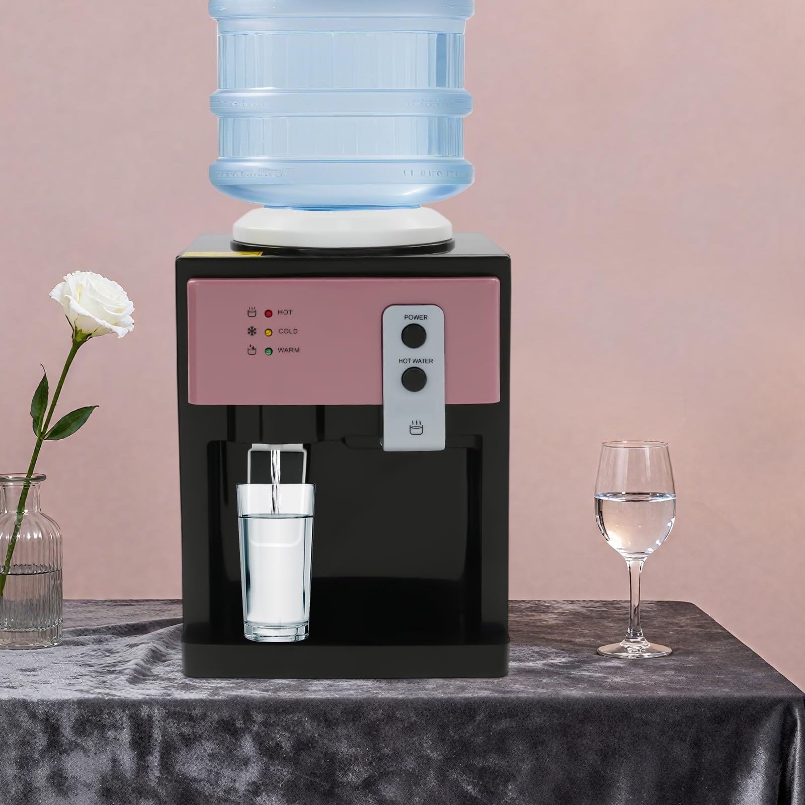 Distributore di acqua da tavolo con funzione di riscaldamento e raffreddamento, dispenser di acqua compatto da 4,5 l, per ufficio e casa, serbatoio in acciaio inox, raffredda a 8 °C, riscalda a 95 °C