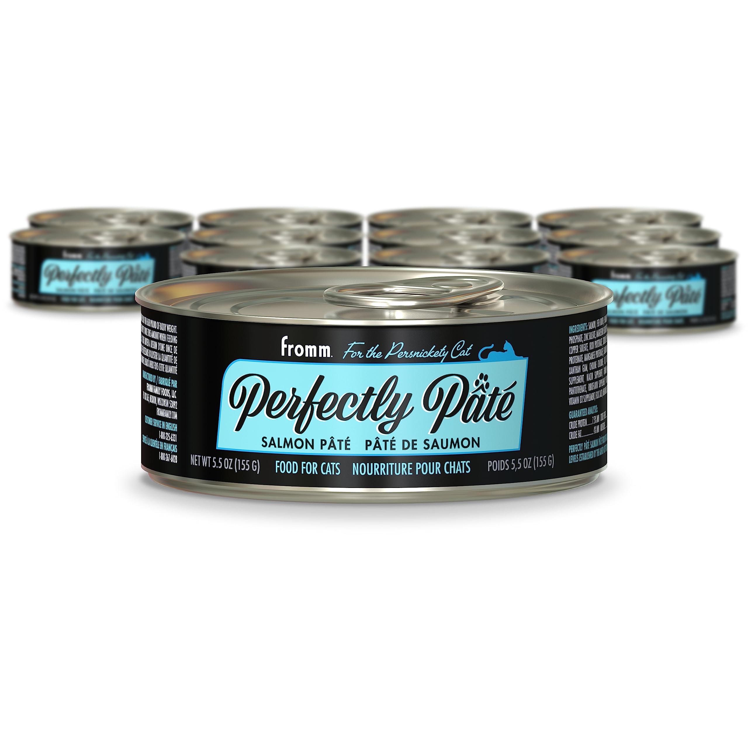 Fromm Perfectly Pâté Salmon Pate Cat Food - Premium Wet Cat Food - Salmon Recipe - Case of (12) 5.5 oz Cans