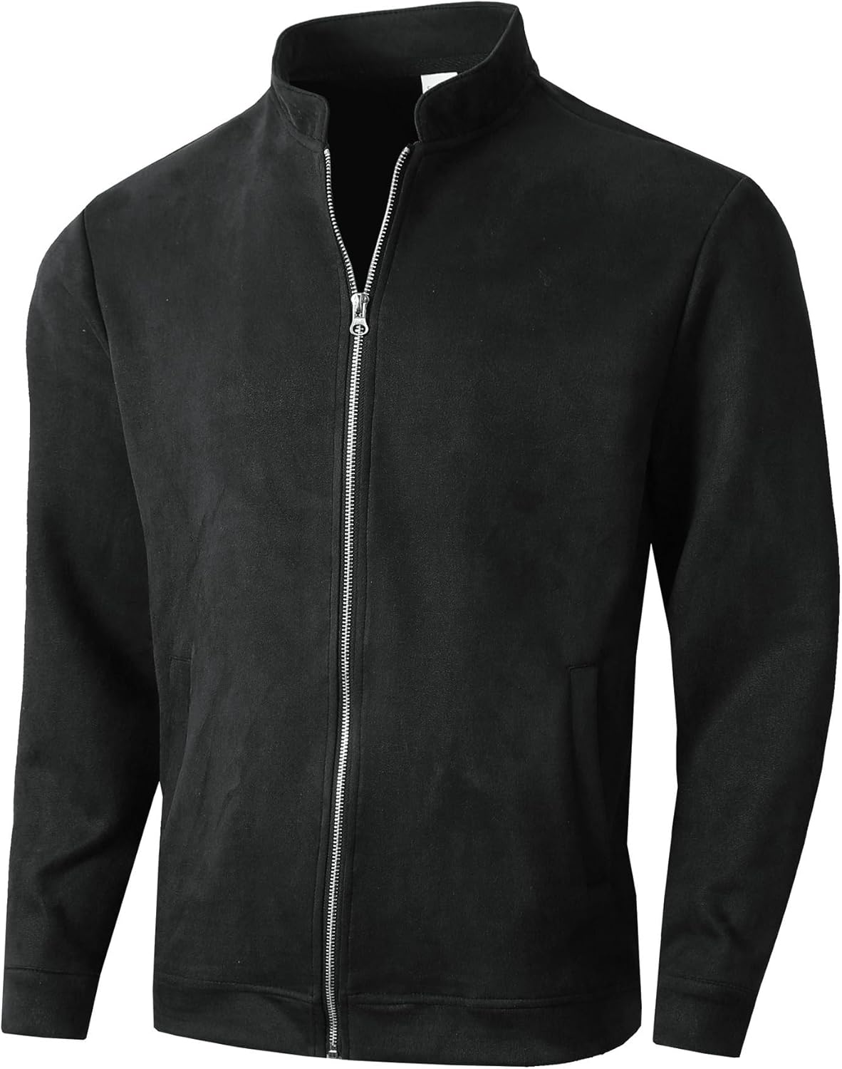 Men's Lightweight Bomber Jackets Motorcycle Zip Up Jacket Vintage Stand Collar Casual Varsity Faux Leather Coats