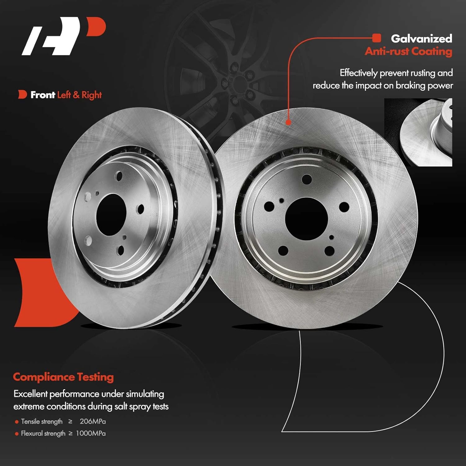 A-Premium 12.91 inch (327.91mm) Front Vented Disc Brake Rotors + Ceramic Pads Kit Compatible with Select Lexus and Toyota Models - NX200t, NX300, NX300h, RX350, RX450h, Highlander, Sienna, 6-PC Set