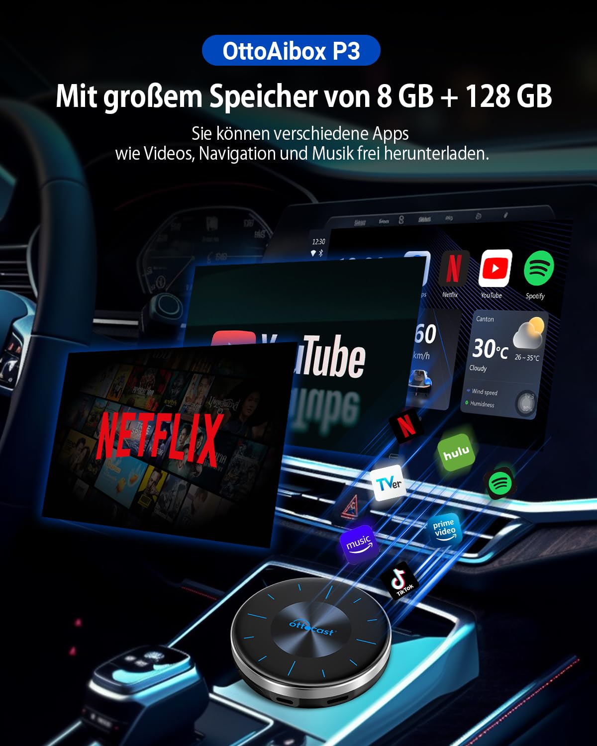 Ottocast -P3-Ai-Box-CarPlay-Android-Auto-Wireless Adapter