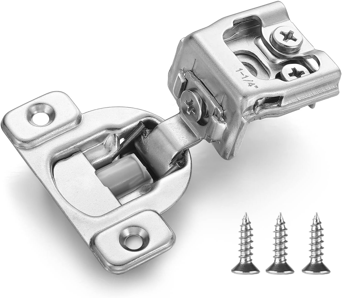 Onus 311 Series 5 Pairs 10 Packs 2D Full Overlay Soft Closing Concealed Hinges, 105 Degree 1-1/4-Inch Kitchen Cabinet Door Hinges with Mounting Plates for Face Frame Cabinet