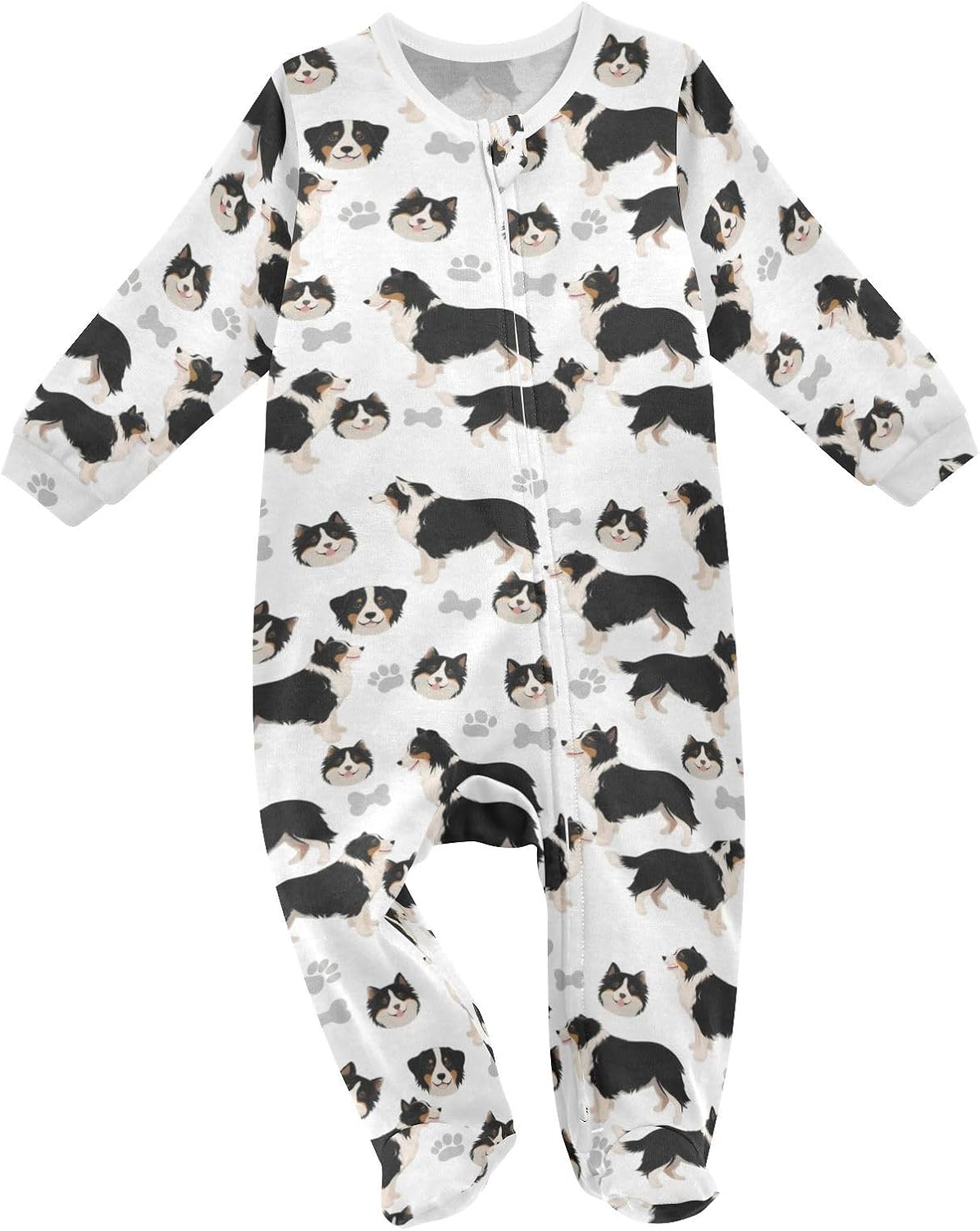 Dussdil Dog Pup Baby One-Piece Footies Newborn Rompers Pajamas Cotton Footed Pjs for Sleep Play Boys Girls