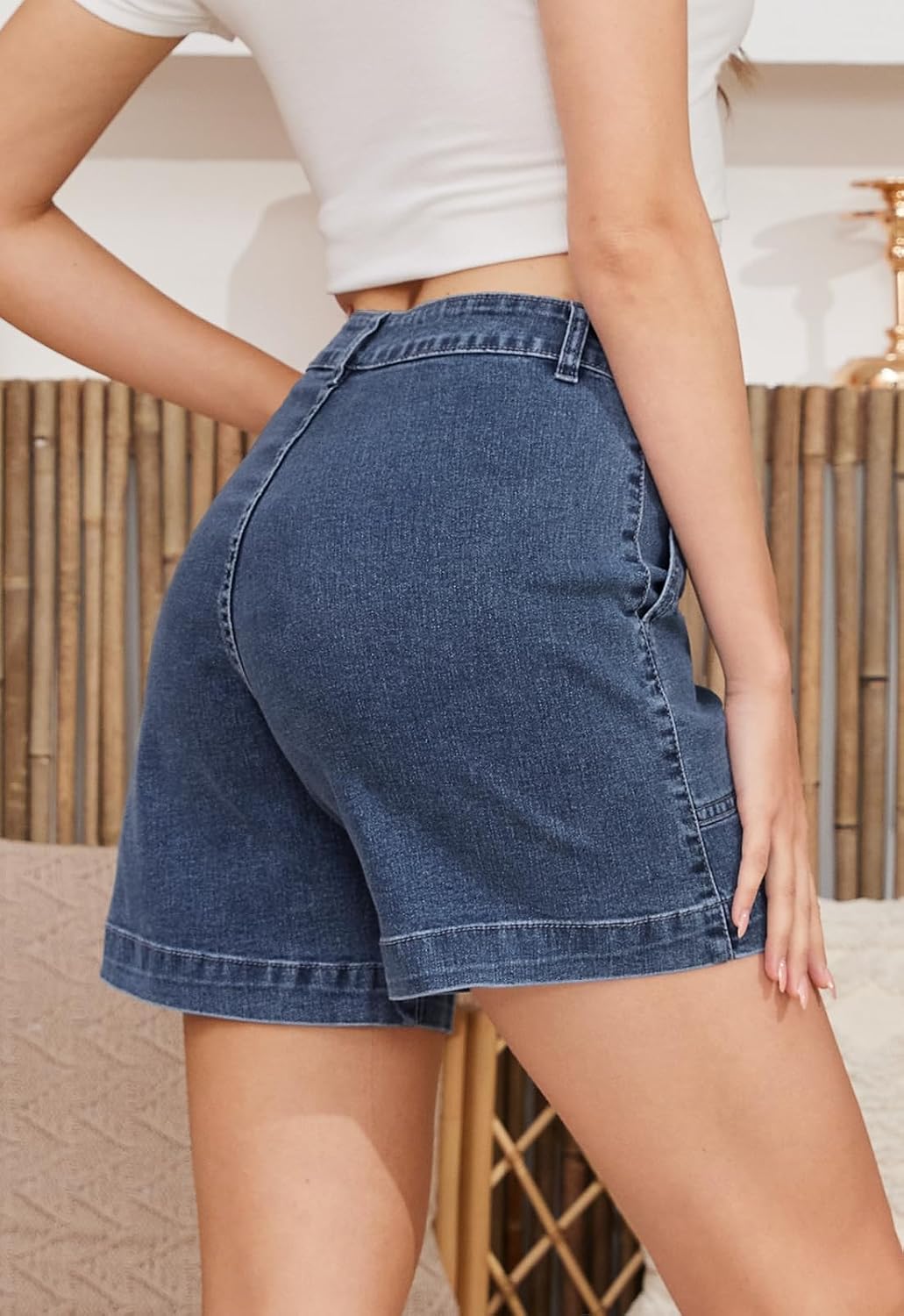 Metietila Women's Summer Stretch Jean Shorts with Pockets Casual High Waisted Denim Shorts