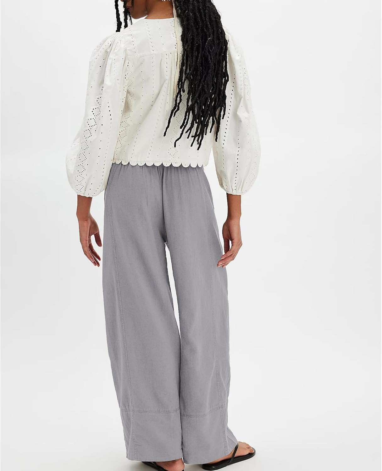 SeeLuNa Linen Pants for Women Cotton Baggy Boho Casual Palazzo Pants Wide Leg Long Lounge Trousers with Pockets