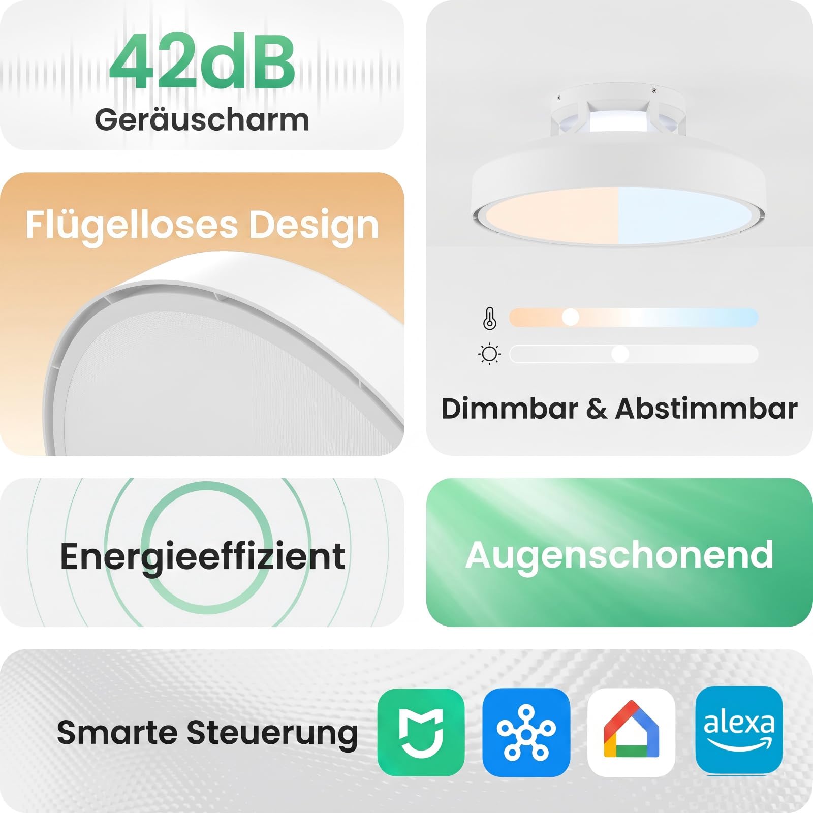 YEELIGHT Deckenventilator mit Beleuchtung, 74W Dimmbar Leise Deckenlampe Ventilator mit 6 Geschwindigkeiten & Fernbedienung Timer, Sommer Winterbetrieb, Smart Deckenleuchte für Schlafzimmer Wohnzimmer