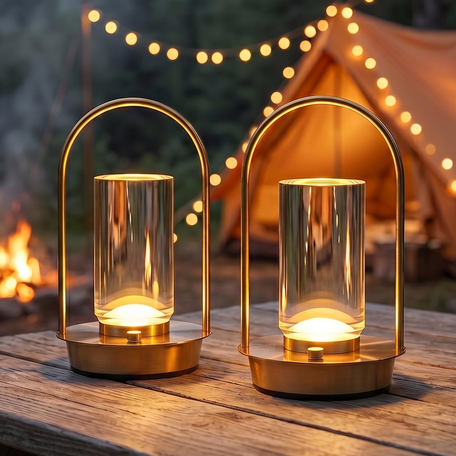VIMAZ 2Pack Rechargeable Table Lamps,4000mAh Cordless Crystal Lantern Table Lamp for Indoor Outdoor,3-Color Stepless Dimming LED Touch Lamp,Small Battery Operated Lamps for Garden Coffee Table Camping
