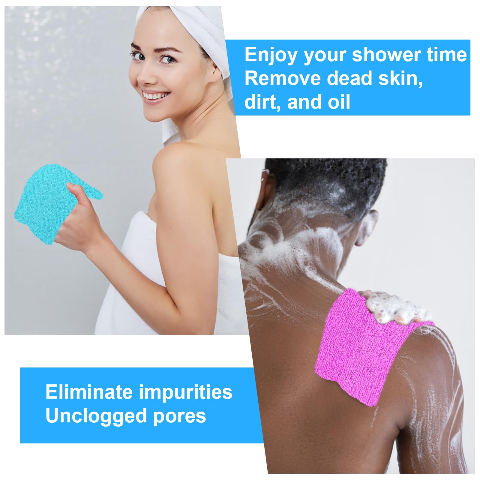 Paño exfoliante para la espalda, 4 unidades, toalla exfoliante de lufa, toalla japonesa, esponja de lufa, red de trapo, arandela de espalda