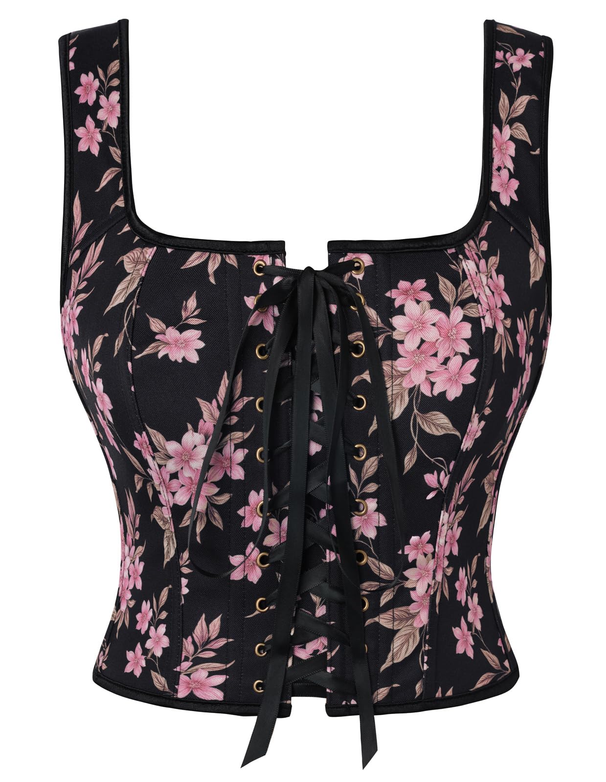 Scarlet Darkness Boned Waist Floral Renaissance Fairy Costume Corset Tops