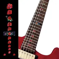 Adesivo embutido para marcadores de traste para guitarras e baixo – rosas – Abalone Red