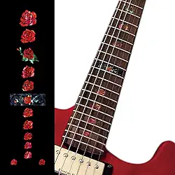 Adesivo embutido para marcadores de traste para guitarras e baixo – rosas – Abalone Red