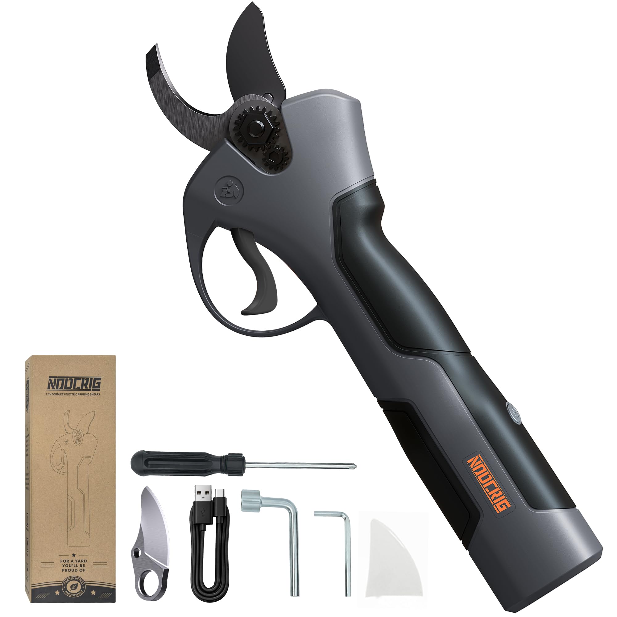 Lightweight Electric Pruning Shears for Tired Hands, Cordless Pruner for Women, Seniors & Smaller Hands, 4200mAh Battery (Dark Grey)
