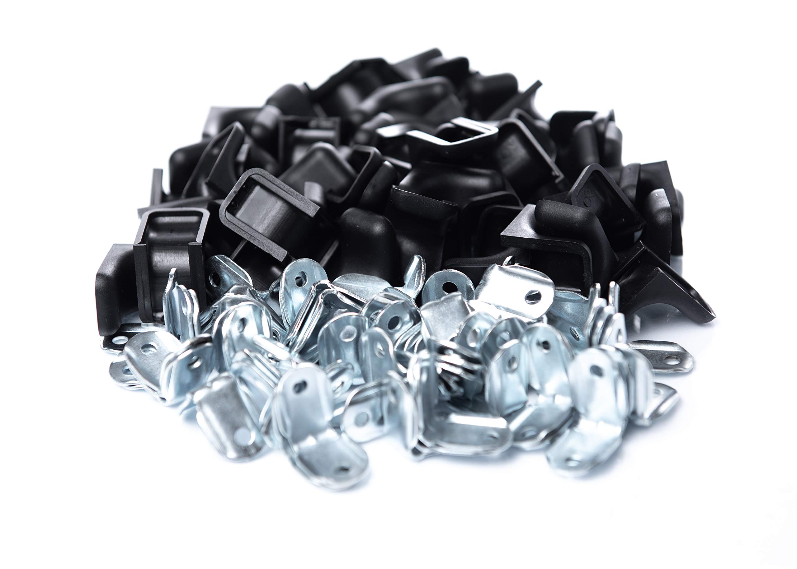 20 x sossai® Connettore per mensola realizzato in acciaio zincato con coperchio / Staffa Angolare / staffe angolari per mensole / staffe fissaggio | BT2 | Colore: nero