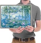 Wieco Art Framed Art Giclee Canvas Imprimés de Lys d'eau par Claude Monet Peintures Reproduction Mur en toile moderne Art pour la décoration de maison et de bureau Résumé Artwork Cadre argent