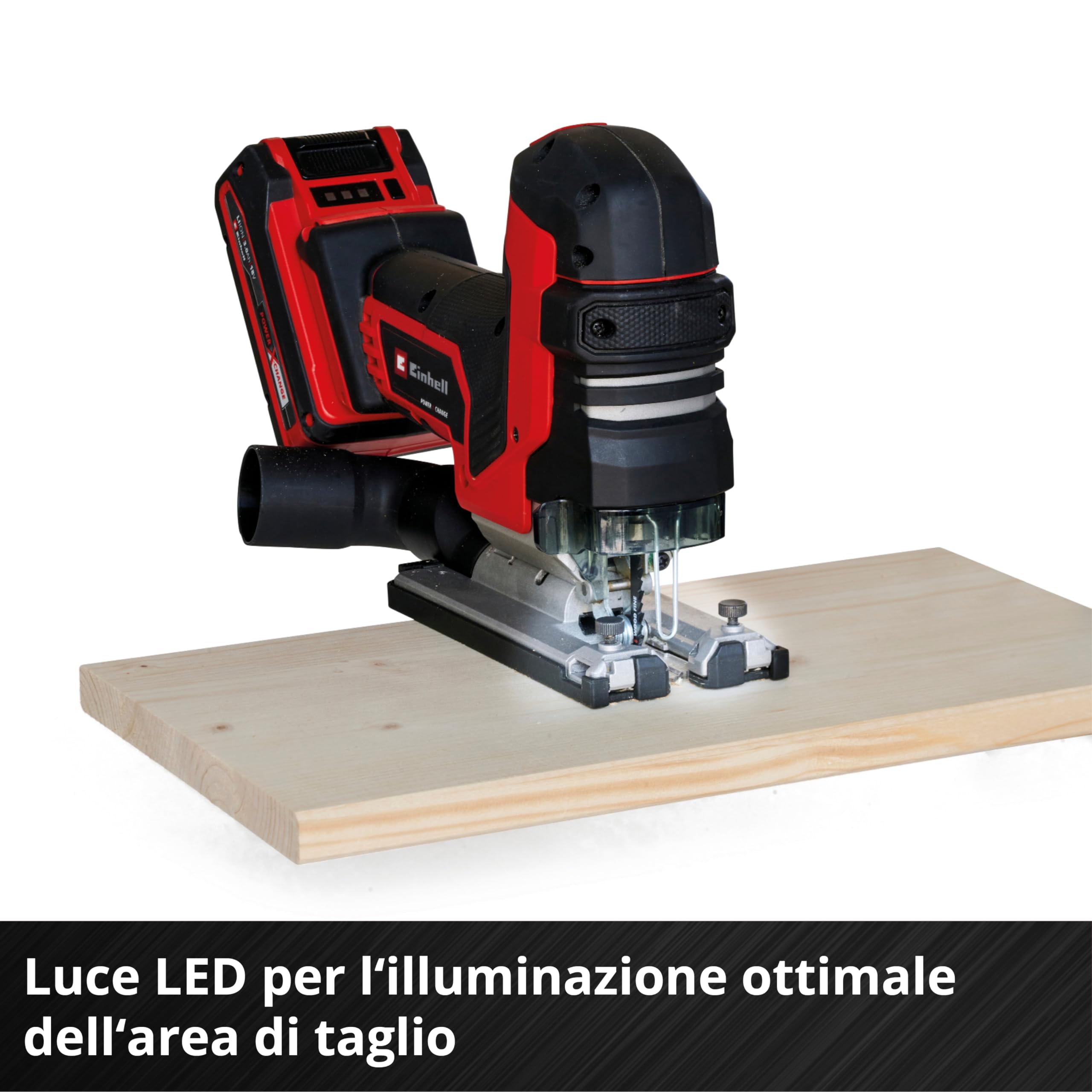 Einhell Professional seghetto alternativo a batteria TP-JST 18/135 Li BL Power X-Change (18 V, profondità taglio 135 mm su legno, altezza sollevamento 26 mm, Brushless, incl. 3 lame, batteria esclusa)