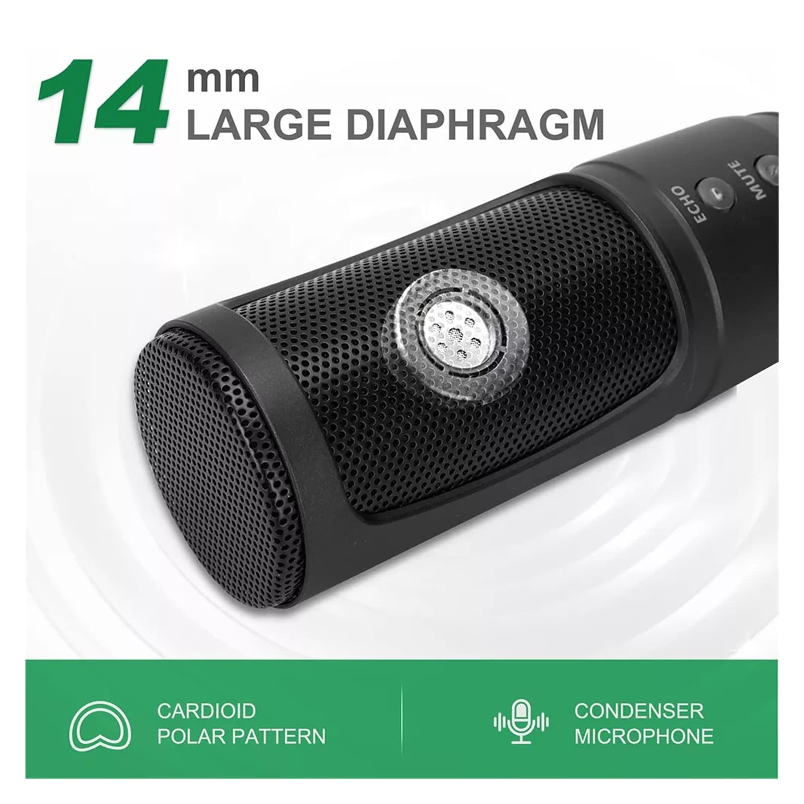 Kompatybilny z mikrofonami do gier Zestaw mikrofonu pojemnościowego USB ze statywem z funkcją wyciszenia echa do strumieniowego przesyłania podcastów komputera PC Mac Studio