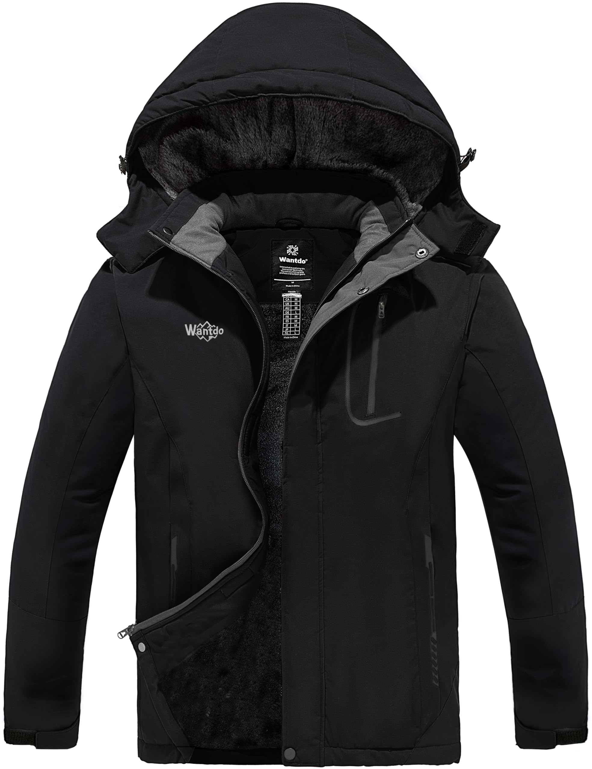 wantdoMen's Waterproof Ski Jacket Warm Winter Snow Jacket Snowboarding Jacket with Hood