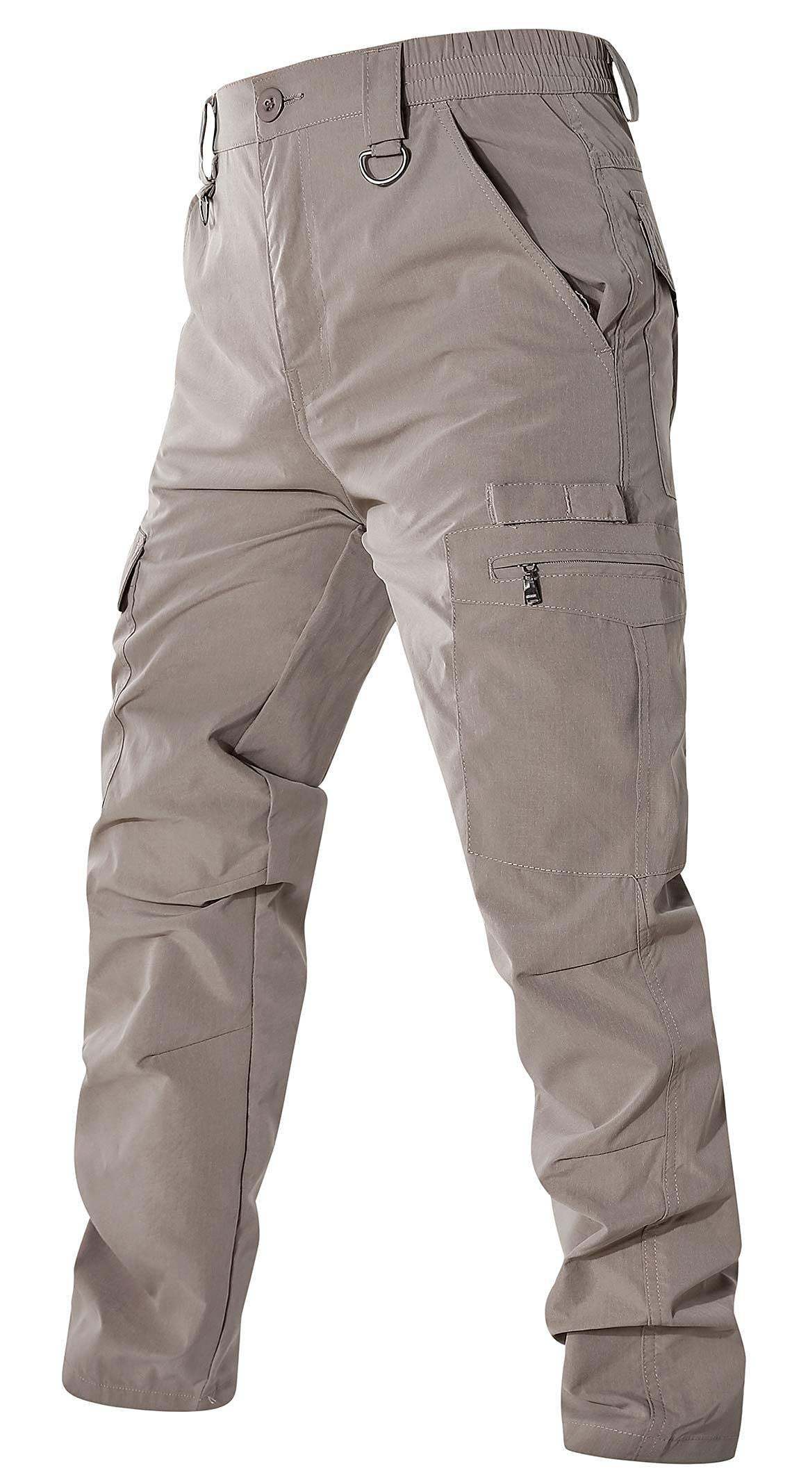 EXEKEMen's Hiking Pants Outdoor Tactical Pants Lightweight Work Cargo Pants, Khaki, 38