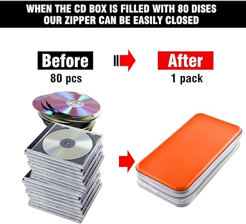 Miniatura 4 de Funda para CD, capacidad para 80 DVD, VCD, multimedia, Blu-ray, soporte para cartera, organizador de almacenamiento (negro)