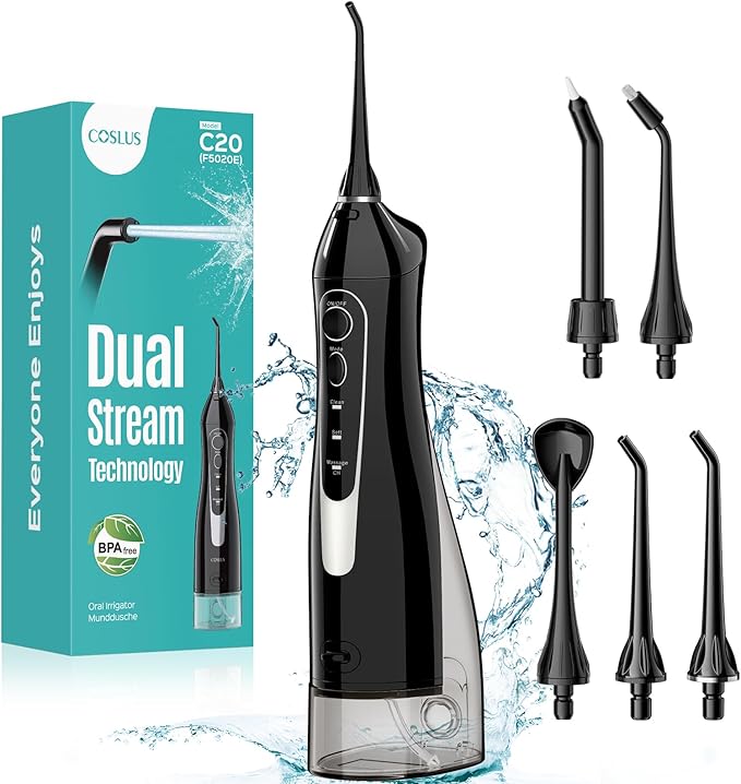 Water Dental Flosser Teeth Pick: Portable Cordless Oral Irrigator 300ML Waterproof Electric Flossing Machine for Teeth Cleaning