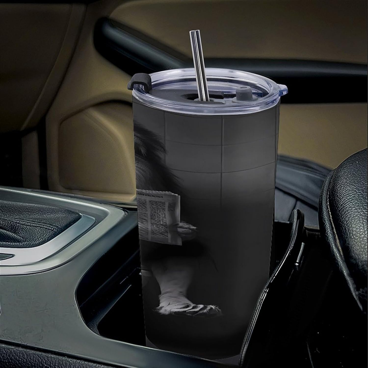 Funny Lion on Toilet Travel Coffee Mug Stainless Steel Insulated Tumbler Water Bottle Tea Cup for Home Office