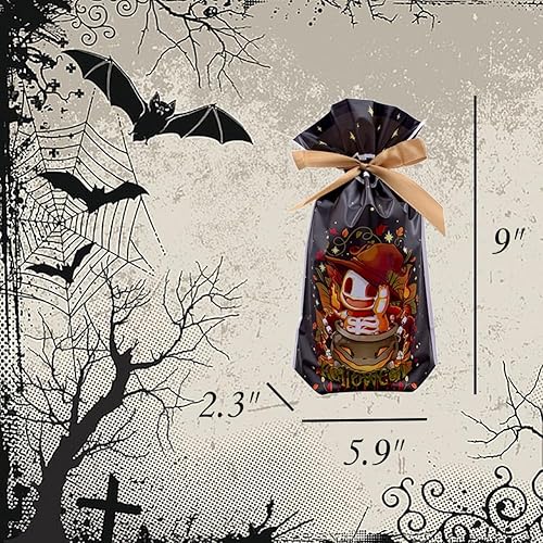 Miniatura 4 de VIFOME 24 bolsas de regalo de Halloween, bolsas de regalo de fiesta, bolsas de plástico con cordón, bolsas de dulces, bolsas de envoltura de regalo,