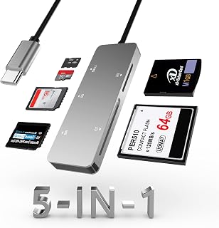 USB C XD Card Reader 6-in-1, Type C 5Gps High Speed Camera Card Reader with TF/SD/MS/M2/XD/CF, XD Picture Card Readers, Aluminium Portable XD Card Adapter Supports Fujifilm and Olympus XD Picture Card
