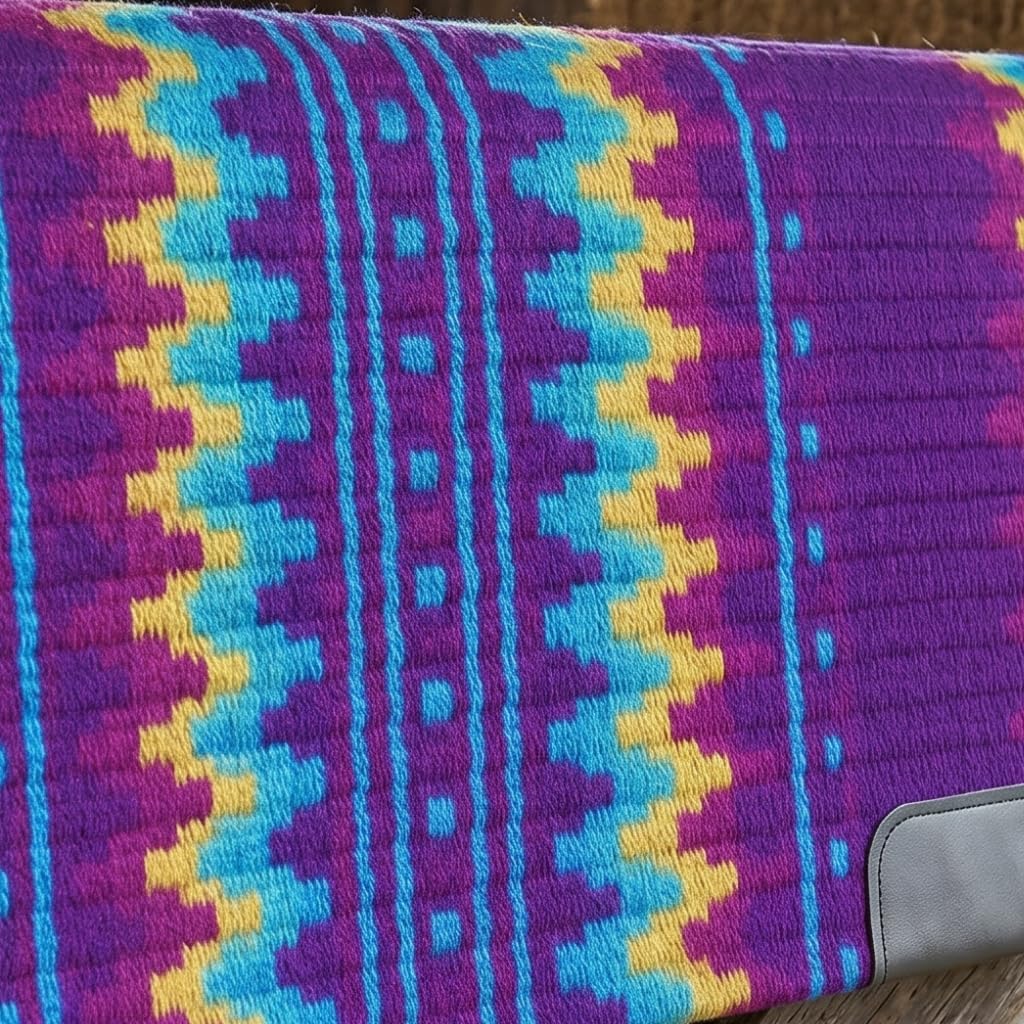Western Show Saddle Pad/Blanket for Horses - Handmade Wool Saddle Blanket with New Zealand Design, Thick, Durable & Comfortable for Horse Riding (34” L x 34” W x 1) M71