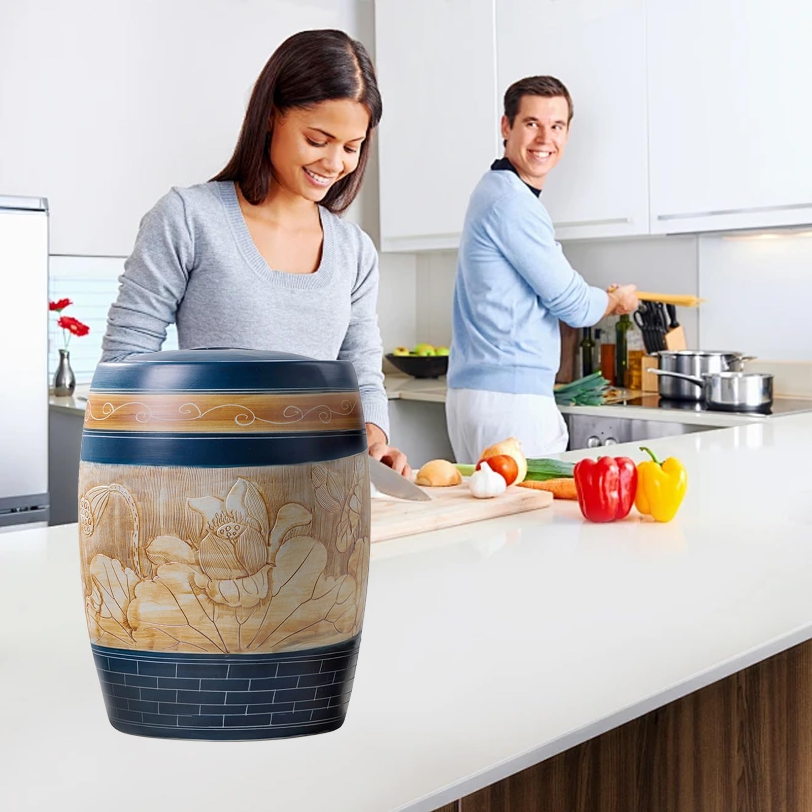 Contenitore In Ceramica Per La Conservazione Di Riso, Farina, Cibo Per Animali Domestici, Contenitore Per Riso Con Coperchio, Secchio Per Riso, Contenitore Per La Conservazione Di Cereali, Scatola In