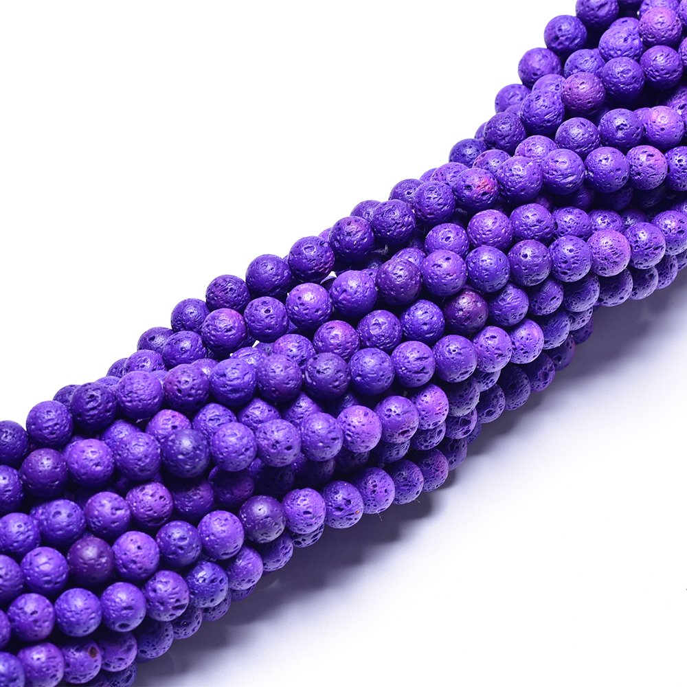 8mm Purple Lava Rock Stone Beads for Jewelry Making Essiential Oil Energy Healing Power Gemstone Spacer DIY Loose Beads (Approx.48pcs)