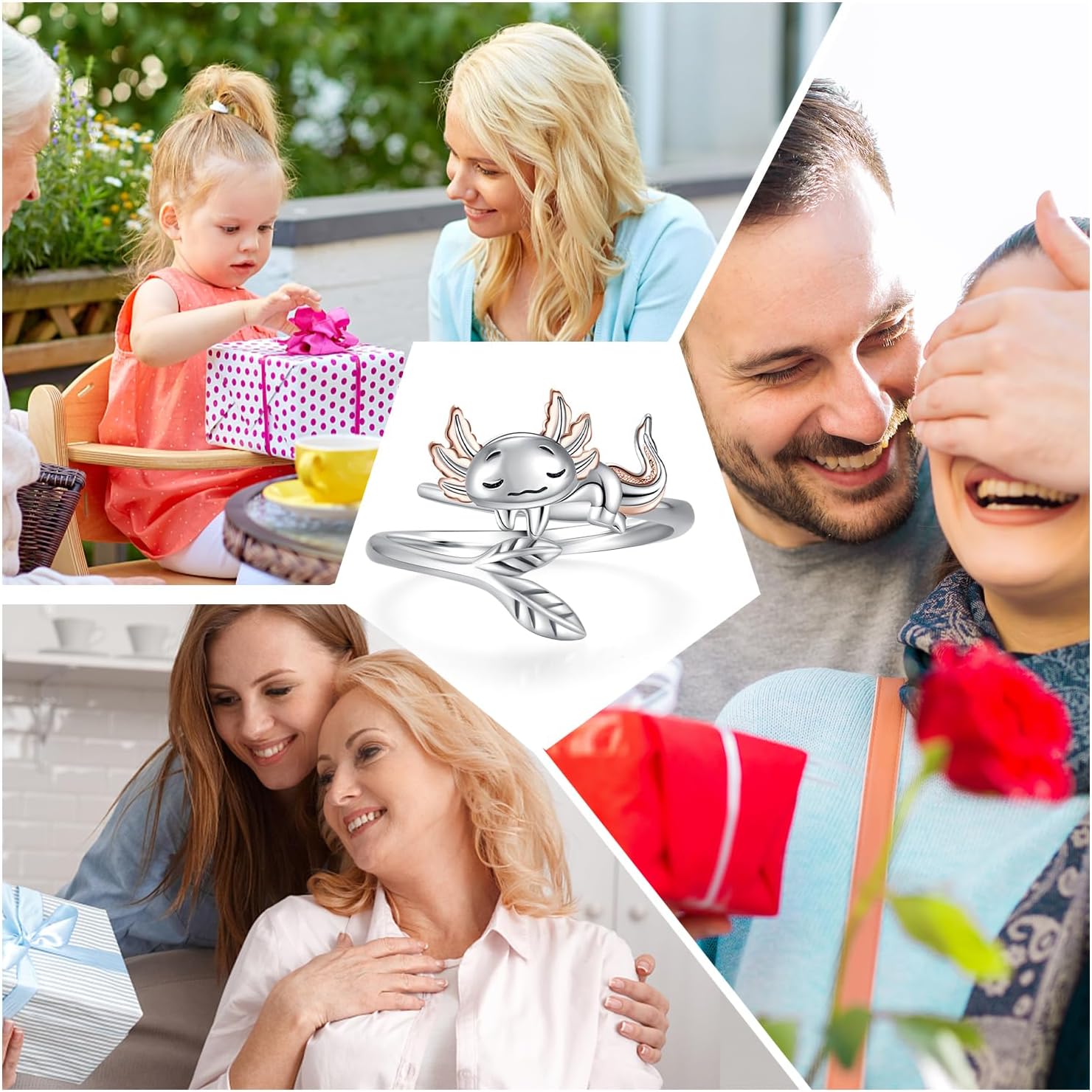 Axolotl Ring For Women Hypoallergenic 925 Sterling Silver Cute Mexican Animal Adjustable Open Ring Axolotl Jewelry Gifts - Image 7