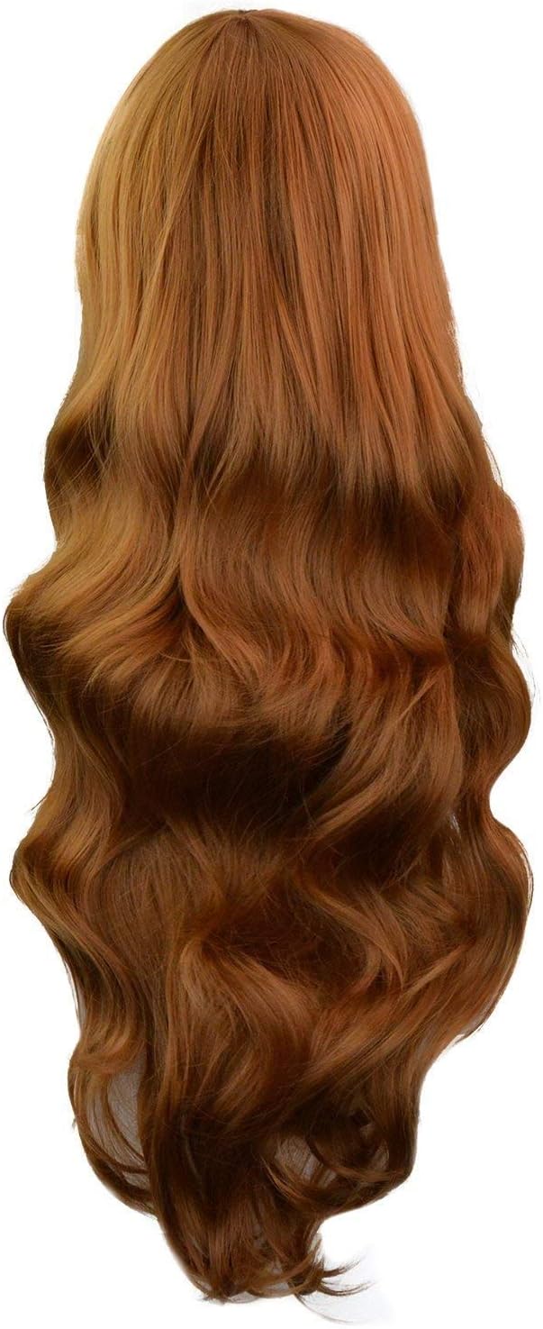 Rbenxia Curly Cosplay Wig Long Hair Heat Resistant Spiral Costume Wigs Anime Fashion Wavy Curly Cosplay Daily Party for Adult Brown 32" 80cm