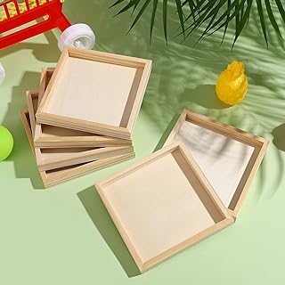 BESPORTBLE 6pcs Unfinished Wood Tray for Home Decor and Craft Projects - Painting Tray Puzzle Blocks Tray for Kids
