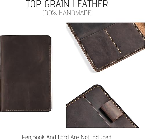 Miniatura 5 de Funda de cuero para cuaderno Moleskine A5, 8.3 x 5 pulgadas, hecha a mano, funda de cuero suave, cubierta de cuaderno recargable vintage para