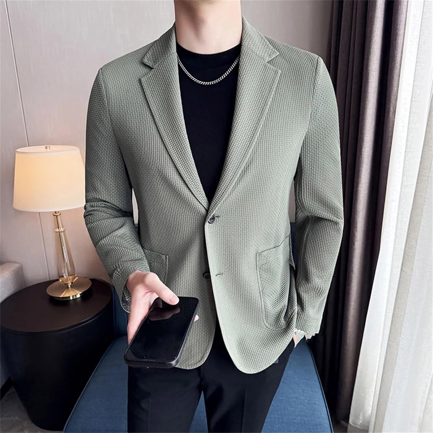 Mens Seamless Sunscreen Suit Jacket Breathable Unlined Blazer for Business Social