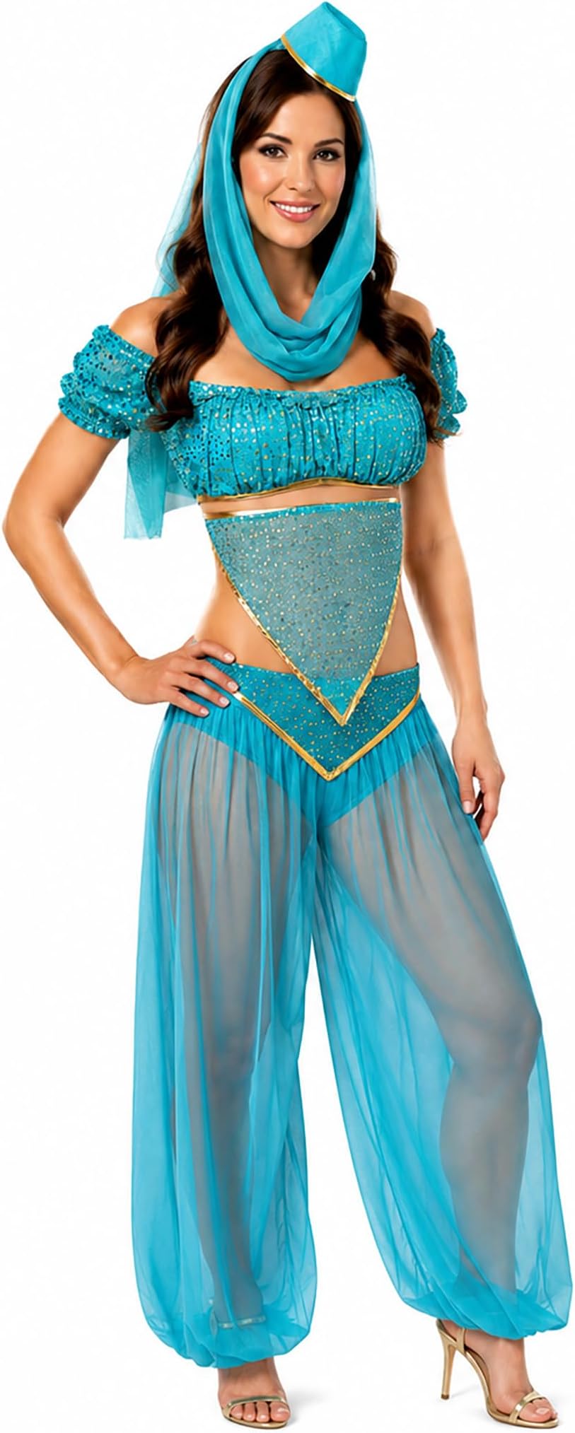 Princess Jasmine Costume Women Bollywood Outfits Arabian Belly Dancer 6-18