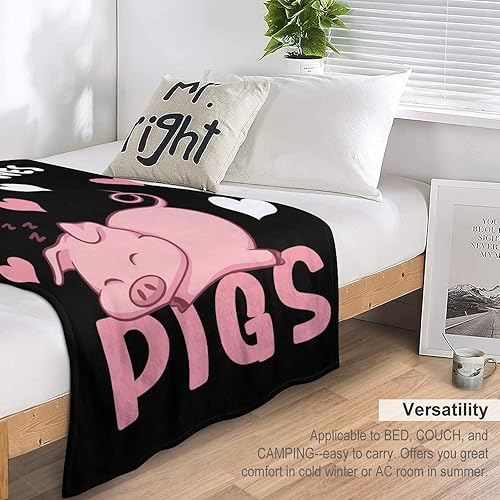 Miniatura 5 de Manta de cerdo para regalo, manta de franela polar de 40 x 50 pulgadas, suave para niñas, niños y adultos, ligera, cómoda, cálida manta temática de