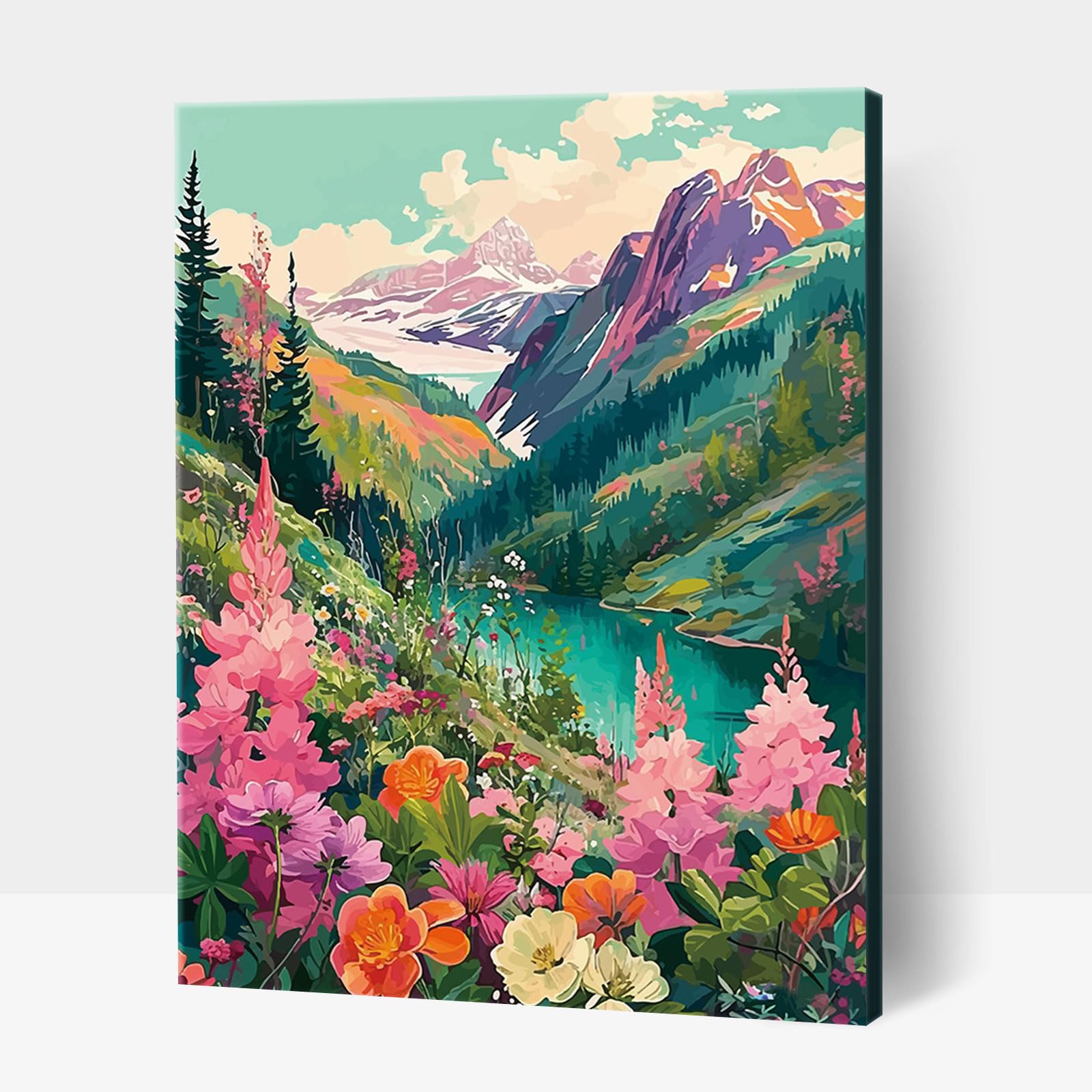 Amphol Paint by Number Kits for Adults, DIY Acrylic Mountains Landscape Adult Paint by Number Kits for Beginner, Watercolor Painting by Number Kit for Home Decor - 16“x20