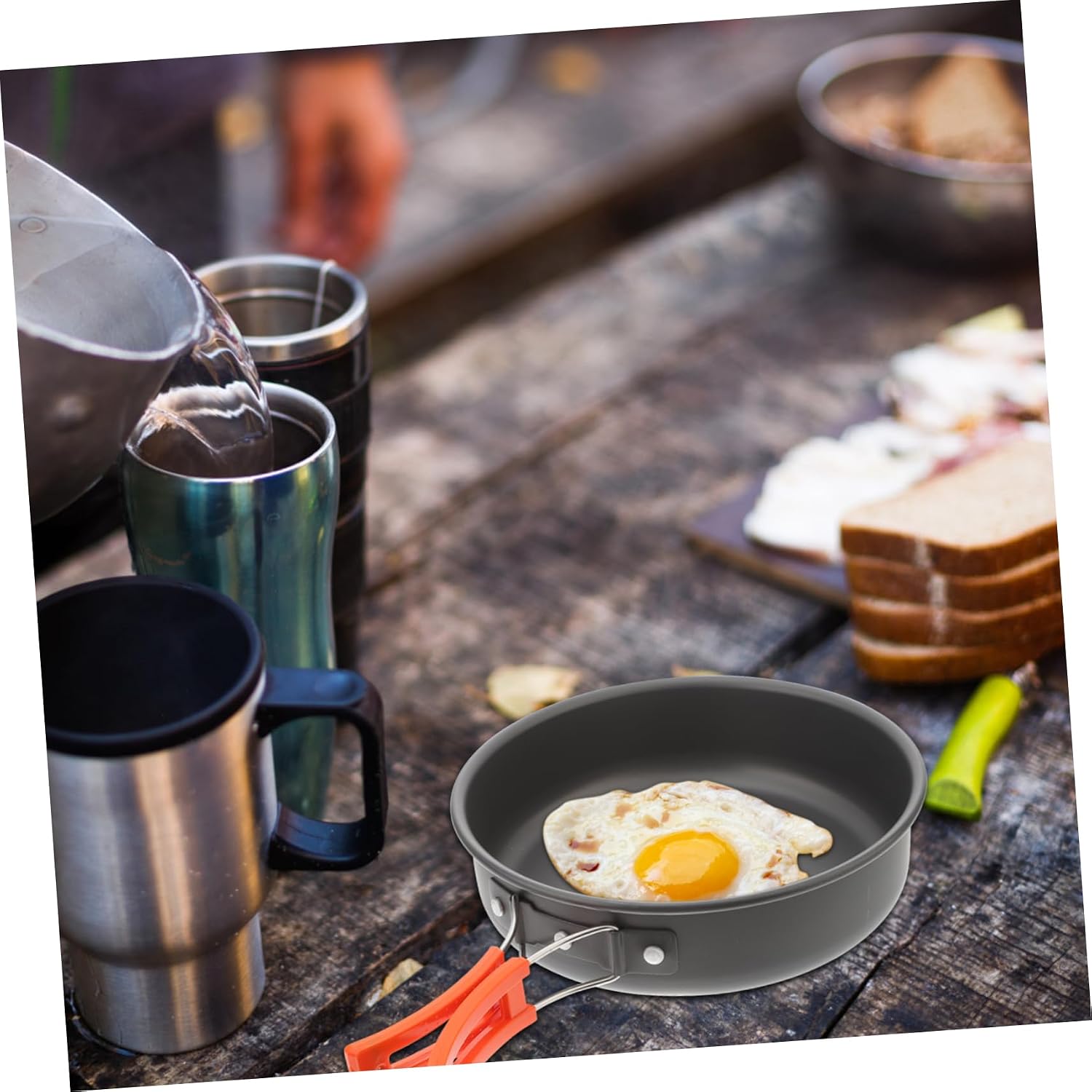 Portable Outdoor Cooking Pot with Folding Handle Non Stick Camping Frying Pan for Easy Storage Durable Cookware for Camping and Outdoor Activities