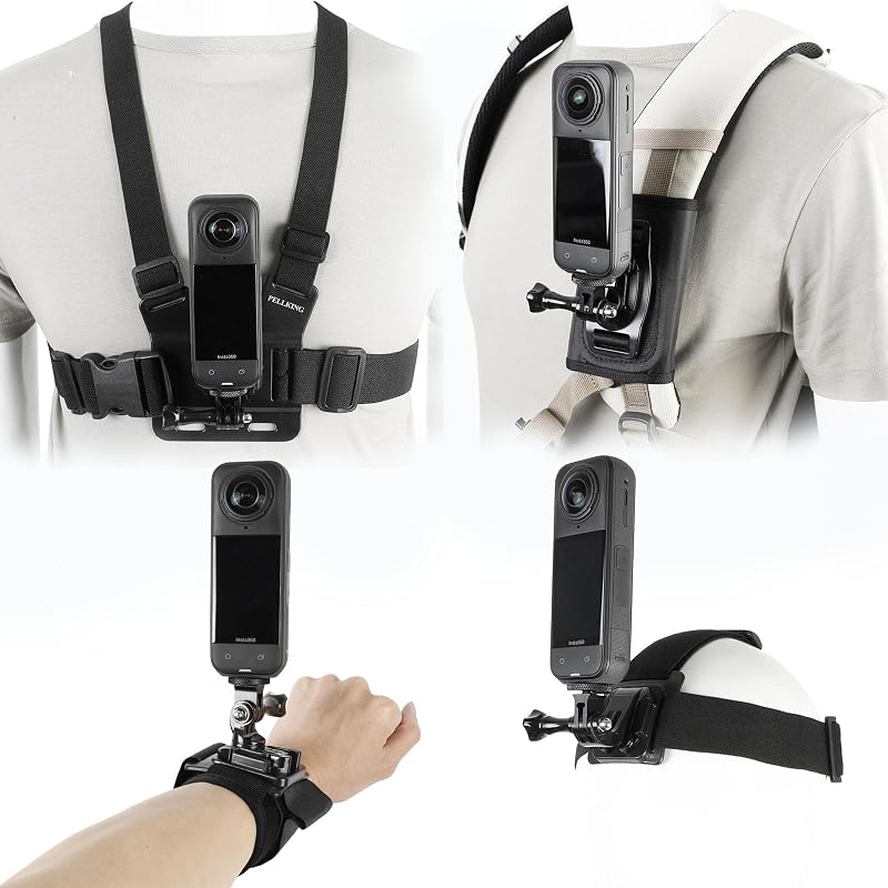 Accessories Kit for Insta360 One X5/X4/X4 Air/X3/X2, One R, X and GoPro Hero 9,New Quick Release Head Strap Mount + Chest Mount Harness + Backpack Strap Clip + 360°Rotating Wrist Strap
