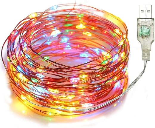 10 Meter 100 LED MultiColor Copper String LED Lights RGBY USB Powered Fairy Lights for Diwali Christmas Indoor Outdoor Dec...