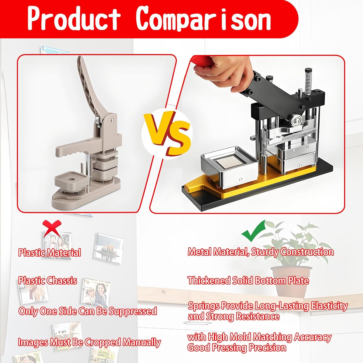 Fridge Magnet Button Maker Machine, 2x2inch Square Magnets Maker, 50mm Metal DIY Badge Pin Maker Machine, for Home School DIY Crafts, Business. A/2.6x3.5in