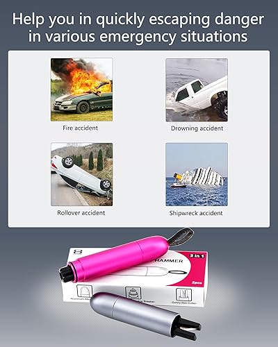 Miniatura 6 de Martillo de seguridad para automóvil, cortador de cinturón de seguridad, herramienta de escape de emergencia multifunción para automóvil, artefacto