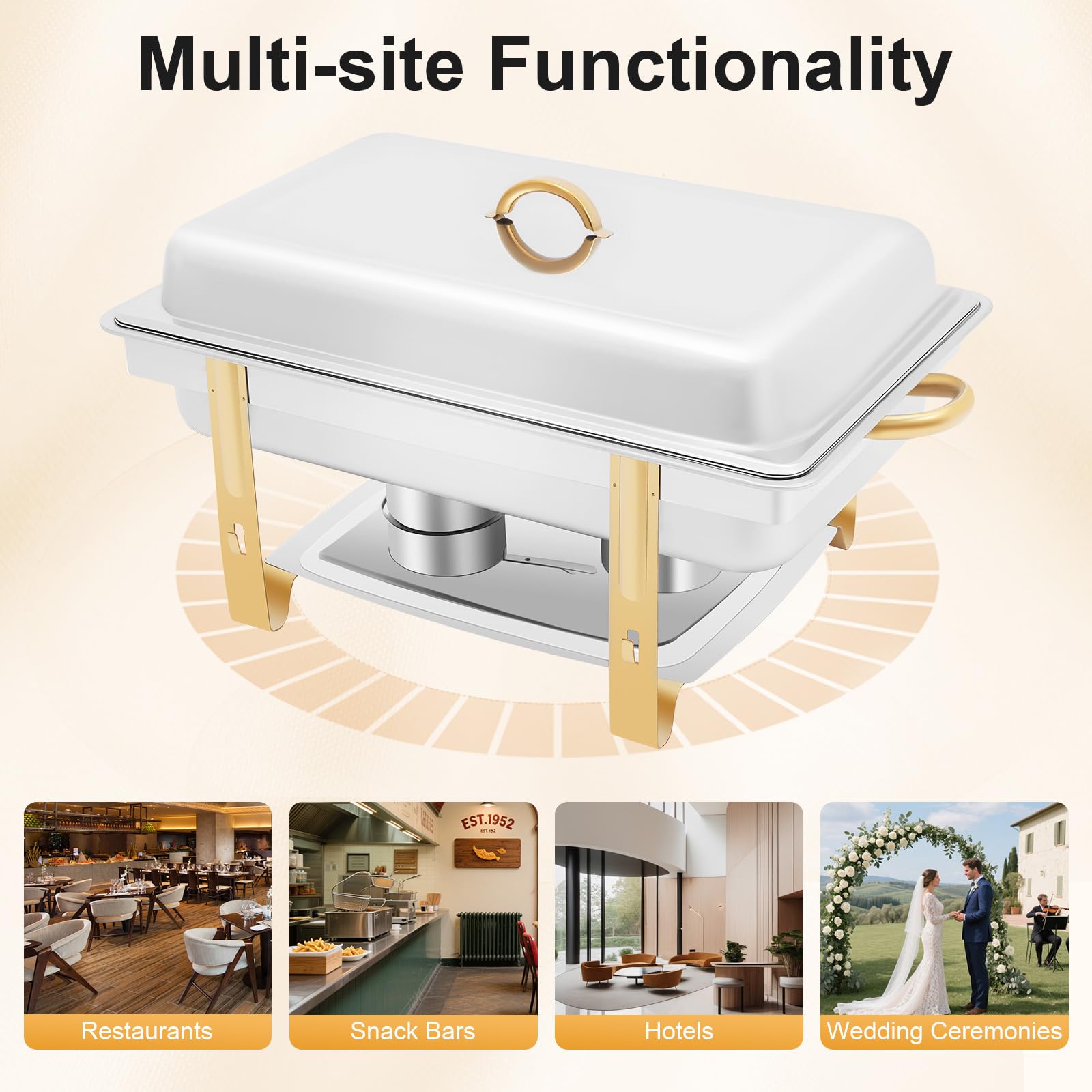Chafing Dish, contenitore in acciaio inox 9 l, 63 x 35 x 32 cm, scaldavivande a buffet, per catering, buffet e feste