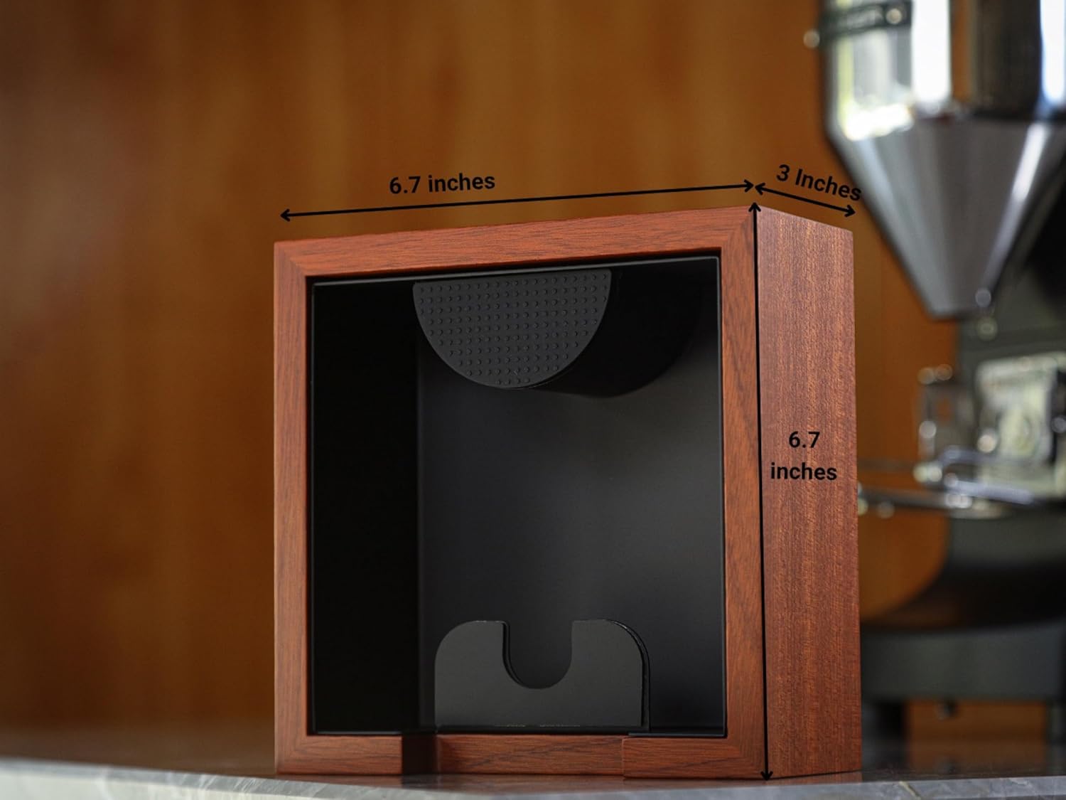 Rosewood Espresso Knock Box Portafilter Tamping Stand with Shock-Absorbing Bar & Non-Slip Design | Premium Dump Bin for Home Barista Stations