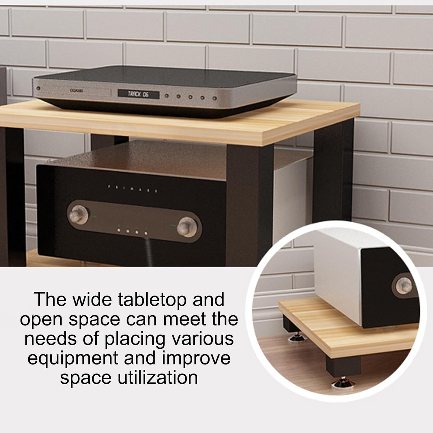 Multifunctional Entertainment Center Media Stand Stereo Cabinet, CD Record Player Stereo Receiver AV Equipment Cabinet Display Stand, for Gaming Living(Yellow,10cm/3.9in)